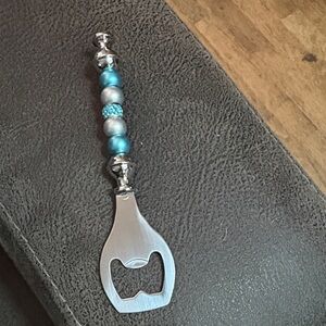 Silver and Blue Beaded Bottle Opener